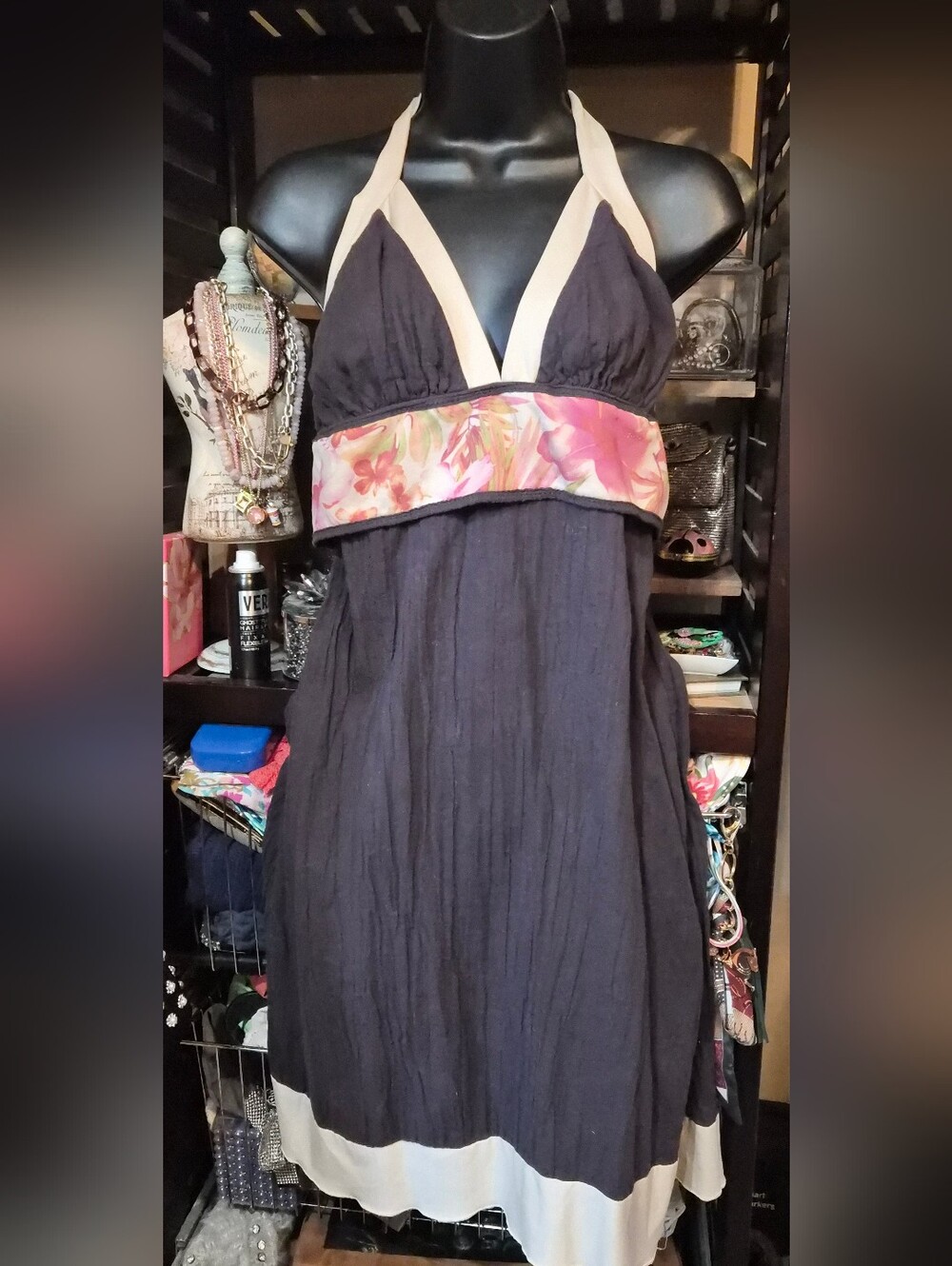 Becca By Rebecca Virtue Halter Crinkled Dress Size Large
